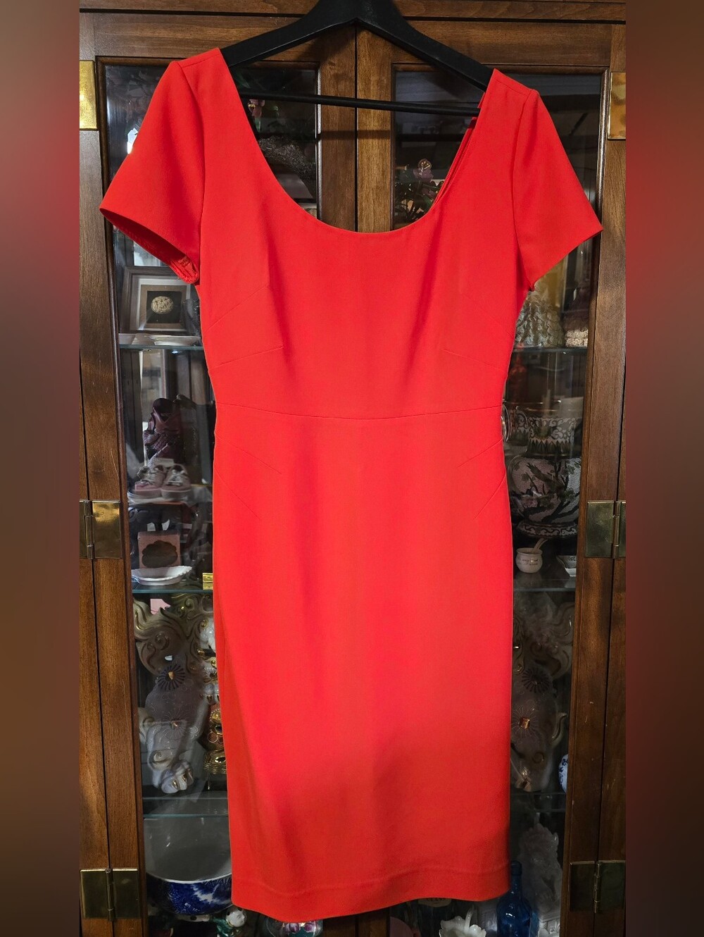 DVF Diane von Furstenberg Gemma Red Scoop Neck Sheath Dress